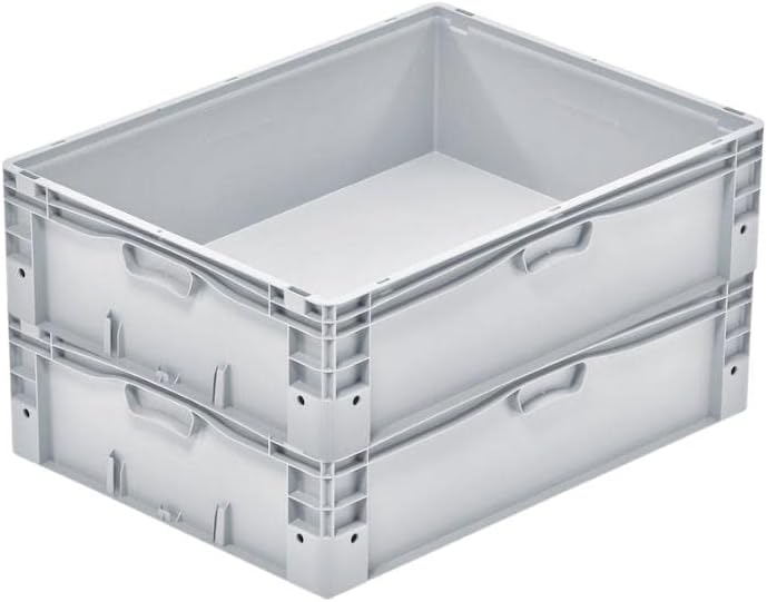 PROREGAL Euro-Norm Grossbehälter | HxBxT 22x60x80cm | 91 Liter | Glatter Boden | Grau | Eurobehälter
