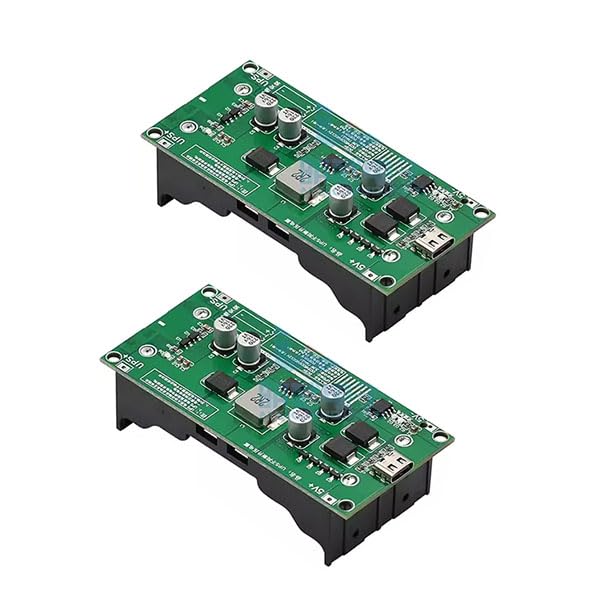 2Pcs DC 5V to 12V 15W UPS Power Module 18650 (Type-C Slot,5V) 5V Type-C Slot, 5V Type-C Slot