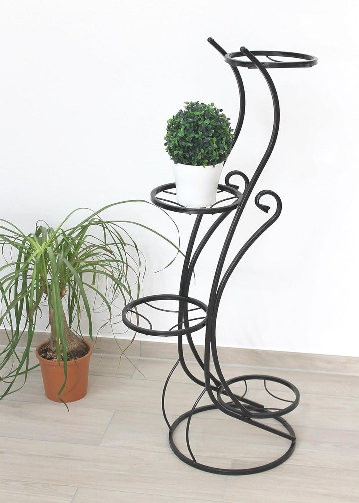DanDiBo Blumentreppe Metall Schwarz 96 cm Blumenständer mit 4 Ablagen KW410 Blumensäule Pflanzensäul