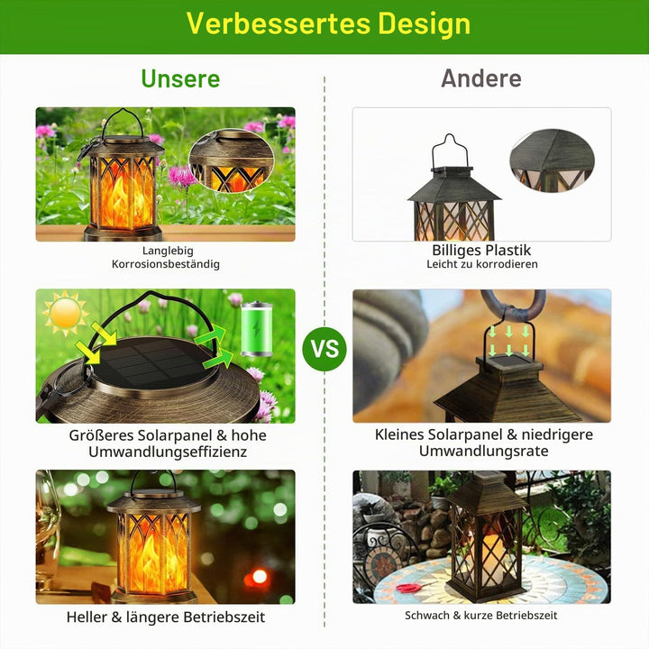 Garten Solarlampen für Aussen Hängend, GEARLITE 2 Stücke Solar Laternen für Draussen mit Realistisch