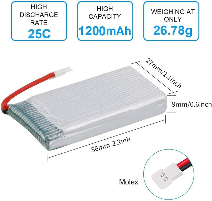 YUNIQUE DEUTSCHLAND 4 Stuck 3.7V 1200 mAh LiPo-Akkus für Syma X5SC und X5SW Quadcopter + USB-Ladeger
