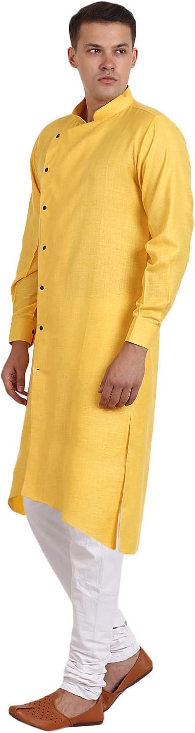 Angarakha Herren Pyjama-Set aus Baumwolle, Gelb