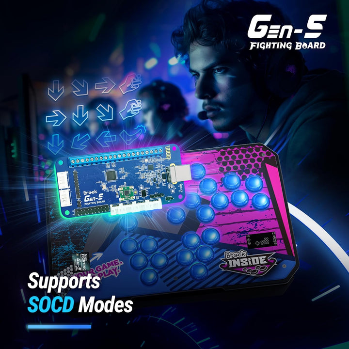 Brook Gaming GEN 5 Wired Fighting Board – Kompatibel mit PS5, PS4, NS, NS2 und PC/Ultra-niedrige Lat