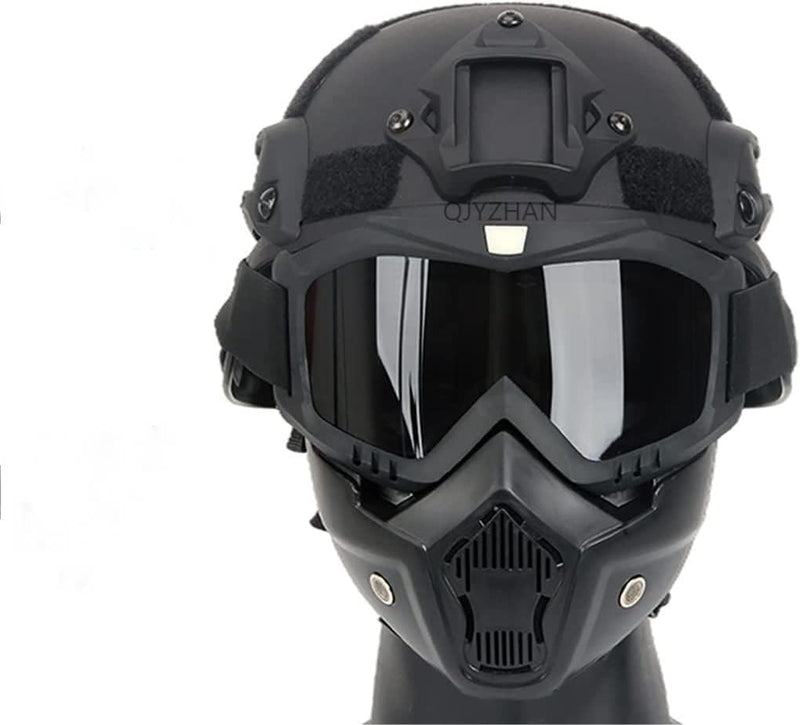 Tactical Airsoft Fast Helm, Mit Seitenschiene und NVG Halterung, Full-Face Airsoft Maske, Abnehmbare