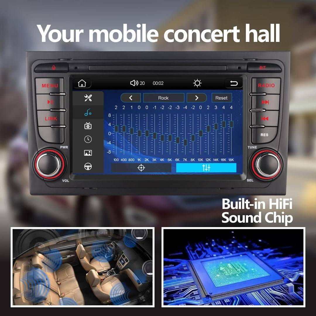 YZKONG Autoradio für Audi A4 S4 RS4 2003-2012 kompatibel mit dem drahtlosen Carplay Android Auto, 7