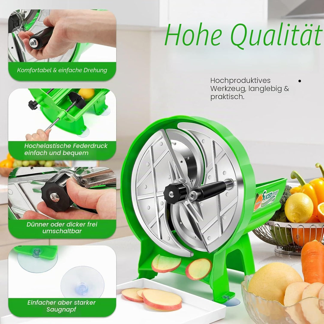 Newtry Manueller Gemüseschneider, 0,8~9 mm einstellbare Dicke, Zwiebel Gurken Gemüse Obstschneider,