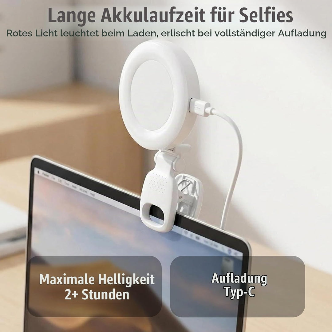 2er Set Selfie Licht Handy – Ringlicht Handy mit 3 Farbtemperaturen, 9 Helligkeitsstufen, 180° drehb
