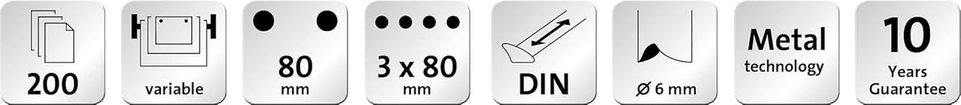 Novus B 2200 Blocklocher (200 Blatt, Zwei- und Vierfach-Lochung, Metall/Kunststoff) lichtgrau