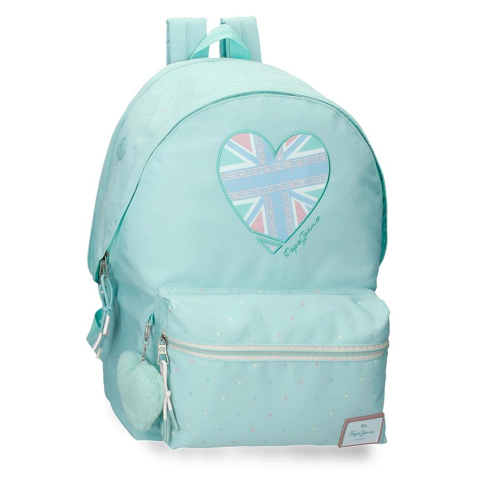 Pepe Jeans Nerea Rucksack mit Zwei Fächern Blau 30x40x13 cm Polyester 15,6L Rucksack 44, Rucksack 44