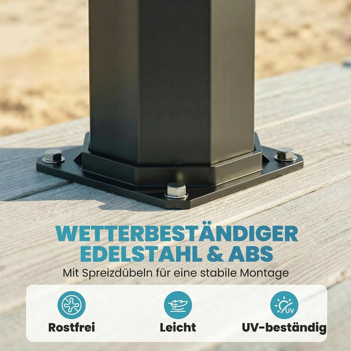 Outsunny Solardusche 60L Gartendusche mit schwenkbarem Regenduschkopf Wasserhahn, einstellbarer Temp