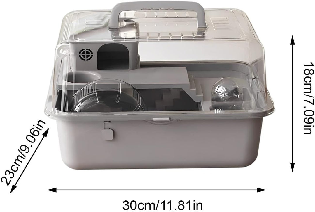 Hamsterhaus – mit Laufrad, transparente Tragetasche, 30,5 cm, Hamsterbox, Kleintierhaus, für syrisch