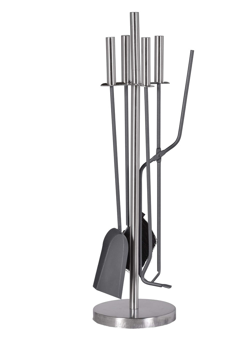 FIREFIX K2400 Kaminbesteck 5-teilig, 180 x 180 x 640 mm (BxTxH), Besteckteile grau lackiert, Ständer