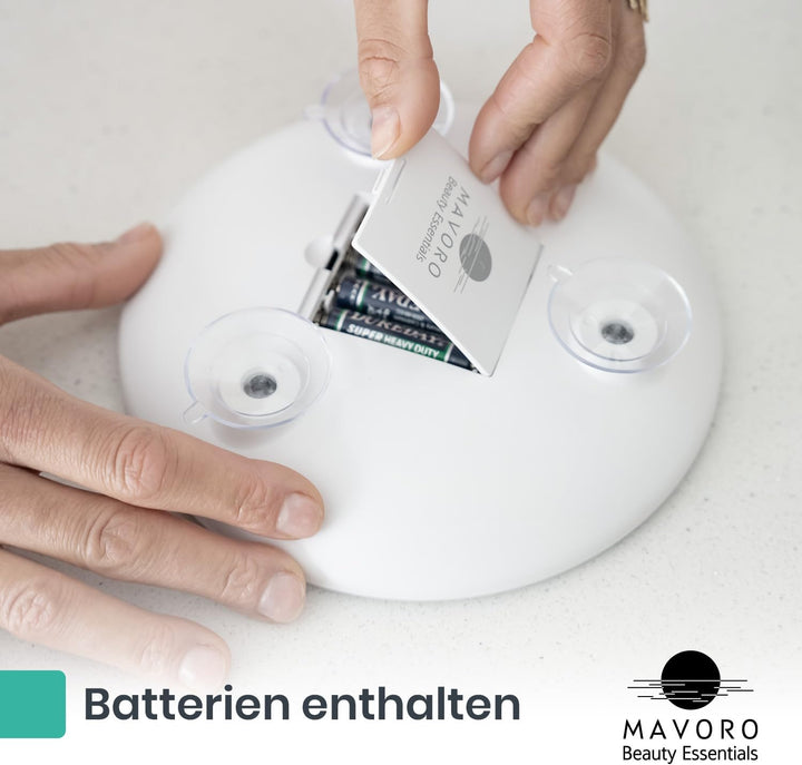 Mavoro 17cm LED Vergrösserungsspiegel mit 3 starken Saugnäpfen | 10X Vergrösserung | Tragbarer beleu