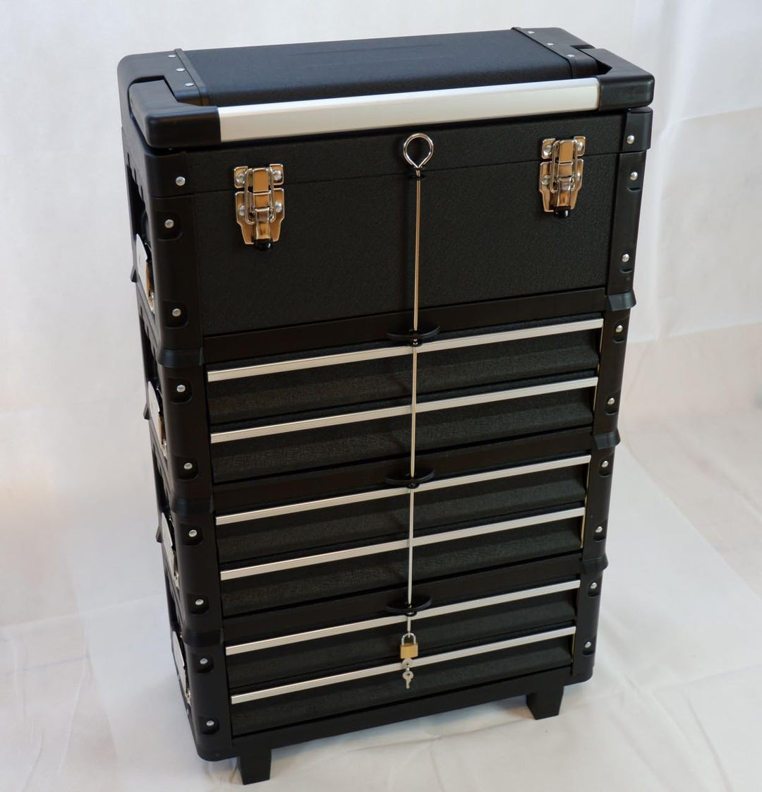 ASS Metall Werkzeugtrolley Werkstattwagen XXL Type: B3-B BLACK EDITION schwarz mit Schubladenverrieg
