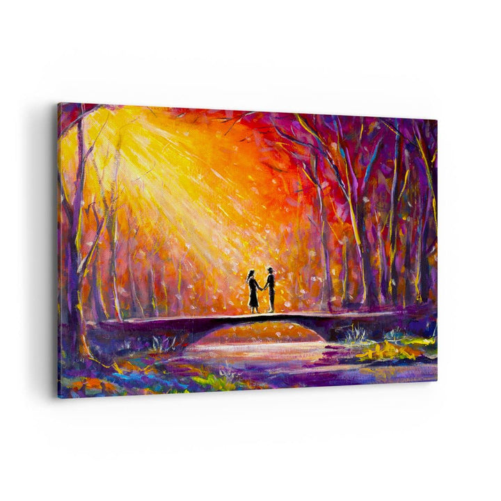 Bilder auf Leinwand 100x70cm Leinwandbild mit Rahmen Wald Baum Natur Gross Wanddeko Bild Schlafzimme