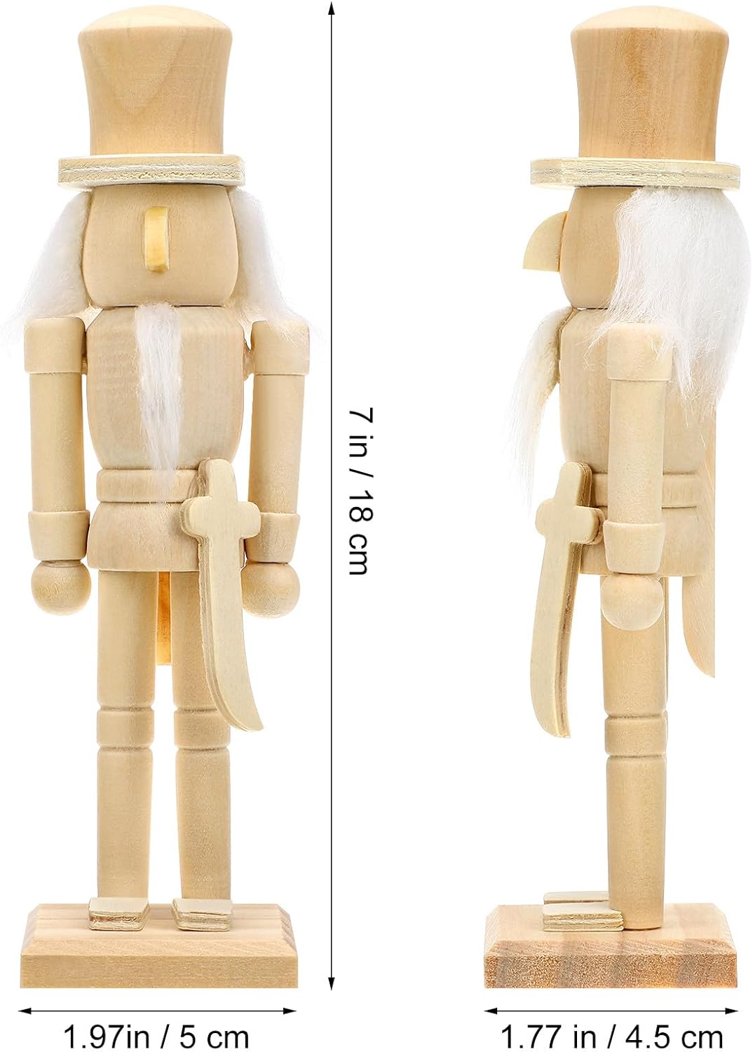 VICASKY 18cm Nussknacker Zum Bemalen Holz Figur Anmalen Rohling Selbst Holzfigur Natur Unlackierter