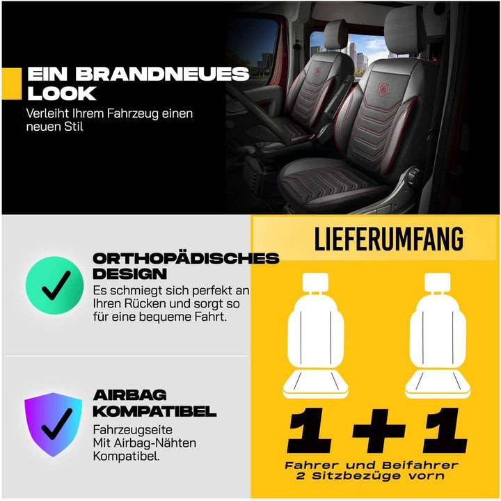 Autositzbezüge Universal 1+1 für FIAT Ducato, Peugeot Boxer, Citroen Jumper (2014-2026) Opel Movano
