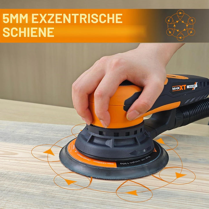 Bürstenlose MAXXT Elektroschleifer 350 W, Scheibe 150 & 125 mm, Exenterschleifmaschine 5.0 mit Dreik