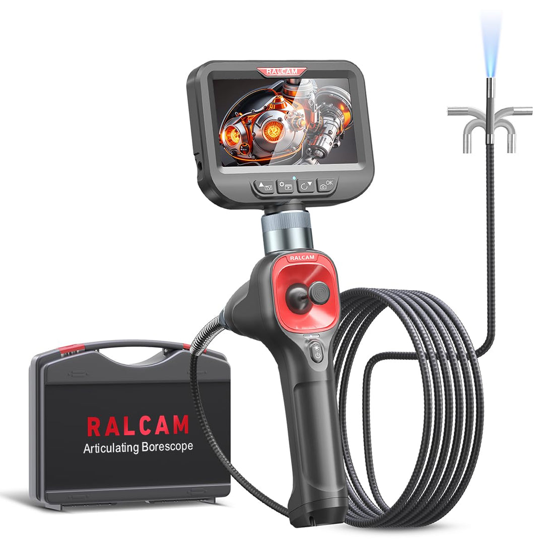 Ralcam Endoskopkamera 6,2mm Endoscope Camera - 360° Endoskop Schwenkbarer 4,3" HD 720P Inspektionska