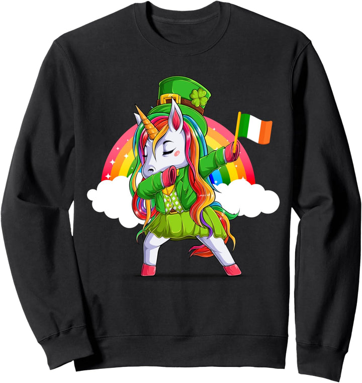 Dabbing Unicorn St. Patricks Day Irish Leprechaun Grün Sweatshirt