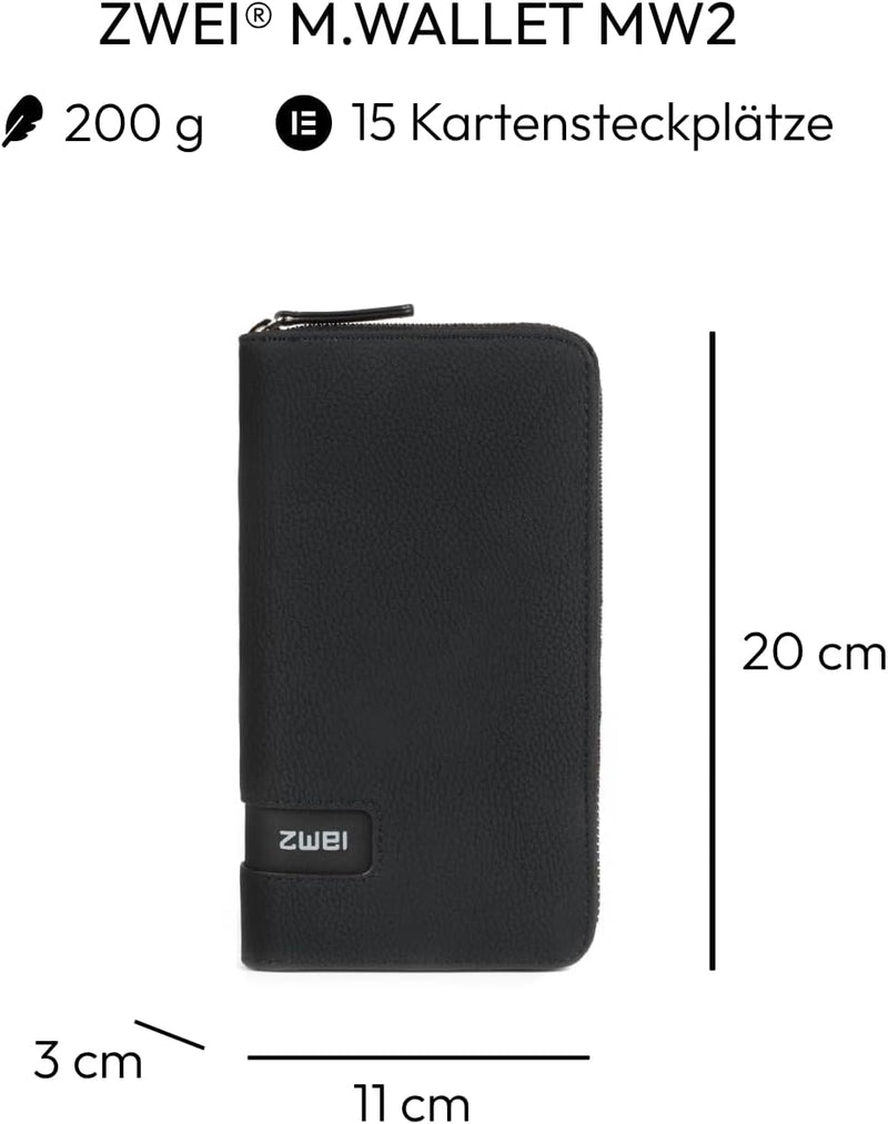 Zwei M.WALLET MW2 nubuk-black, Nubuk-black