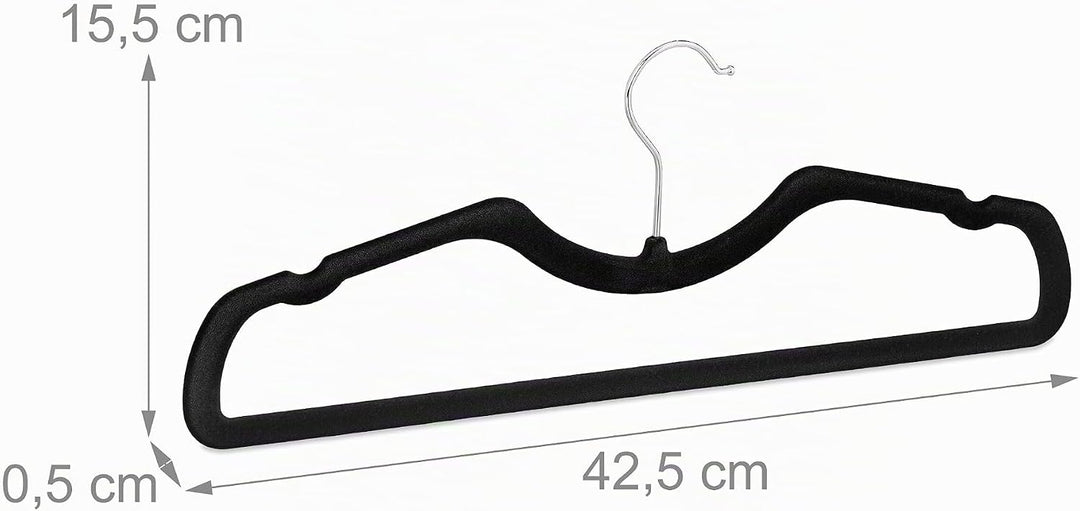 Relaxdays Kleiderbügel Samt, 50er Set, rutschfest, platzsparend, B: 42,5 cm, Hosensteg, Einkerbungen