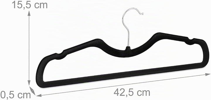 Relaxdays Kleiderbügel Samt, 50er Set, rutschfest, platzsparend, B: 42,5 cm, Hosensteg, Einkerbungen