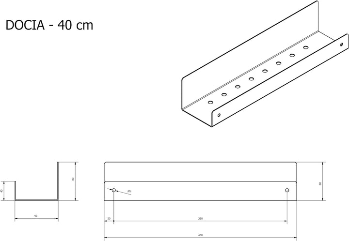 DABSTORY Duschablage Schwarz 40cm, Duschregal Edelstahl, Badezimmer Organizer Für Bad und Küche, Reg