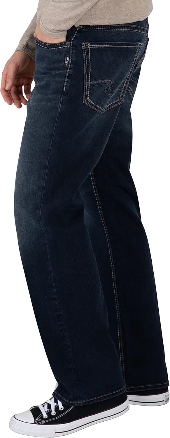 Silver Jeans Co. Herren Jeans Zac Relaxed Straight Jeans 36W / 34L Dunkles Indigo, 36W / 34L Dunkles