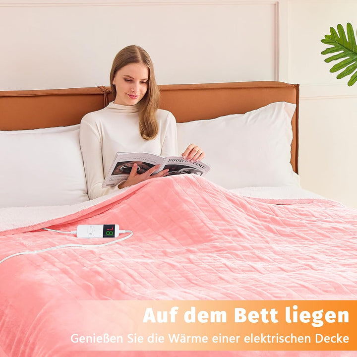 BOMOVA Heizdecke Wärmedecke mit Abschaltautomatik,Kuscheldecke flauschig Weihnachten,10 Heizstufen &
