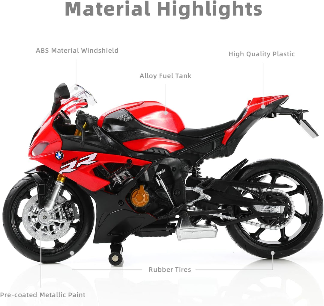 Risopen 1/12 BWM S1000RR Motorrad Modell Spielzeug Mini Legierung Metall Diecast Motorrad Modell Wei