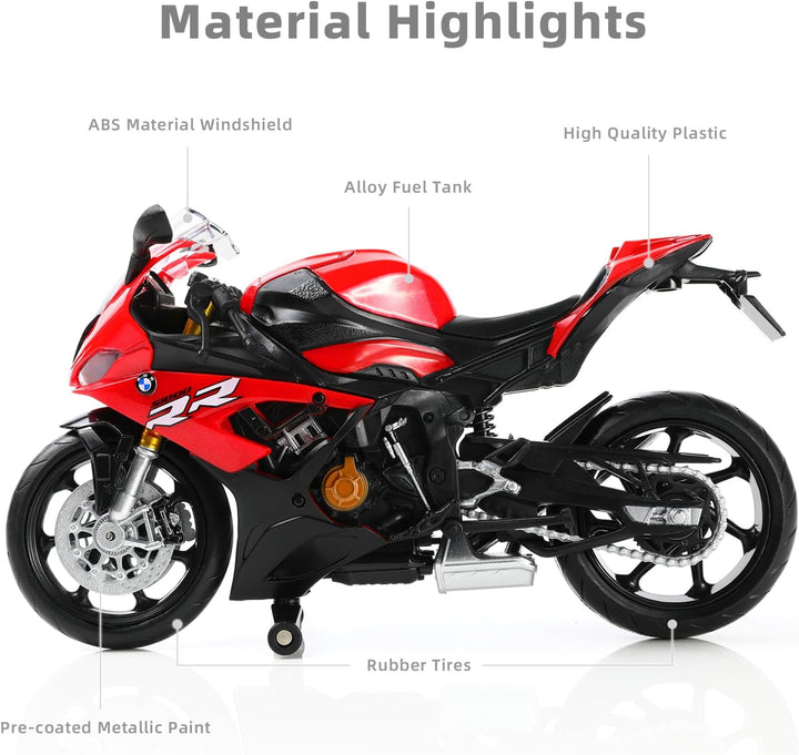 Risopen 1/12 BWM S1000RR Motorrad Modell Spielzeug Mini Legierung Metall Diecast Motorrad Modell Wei
