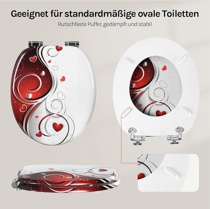 WOLTU Premium WC-Sitz Toilettensitz mit Absenkautomatik, MDF Holzkern, Softclose Scharnier, Desgin D