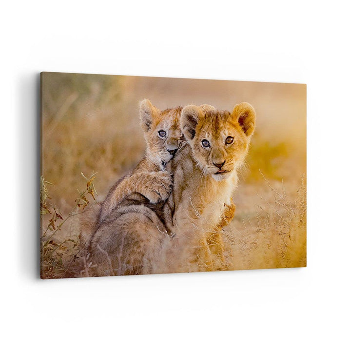 Bilder auf Leinwand 100x70cm Leinwandbild mit Rahmen Löwe Natur Tier Gross Wanddeko Bild Schlafzimme