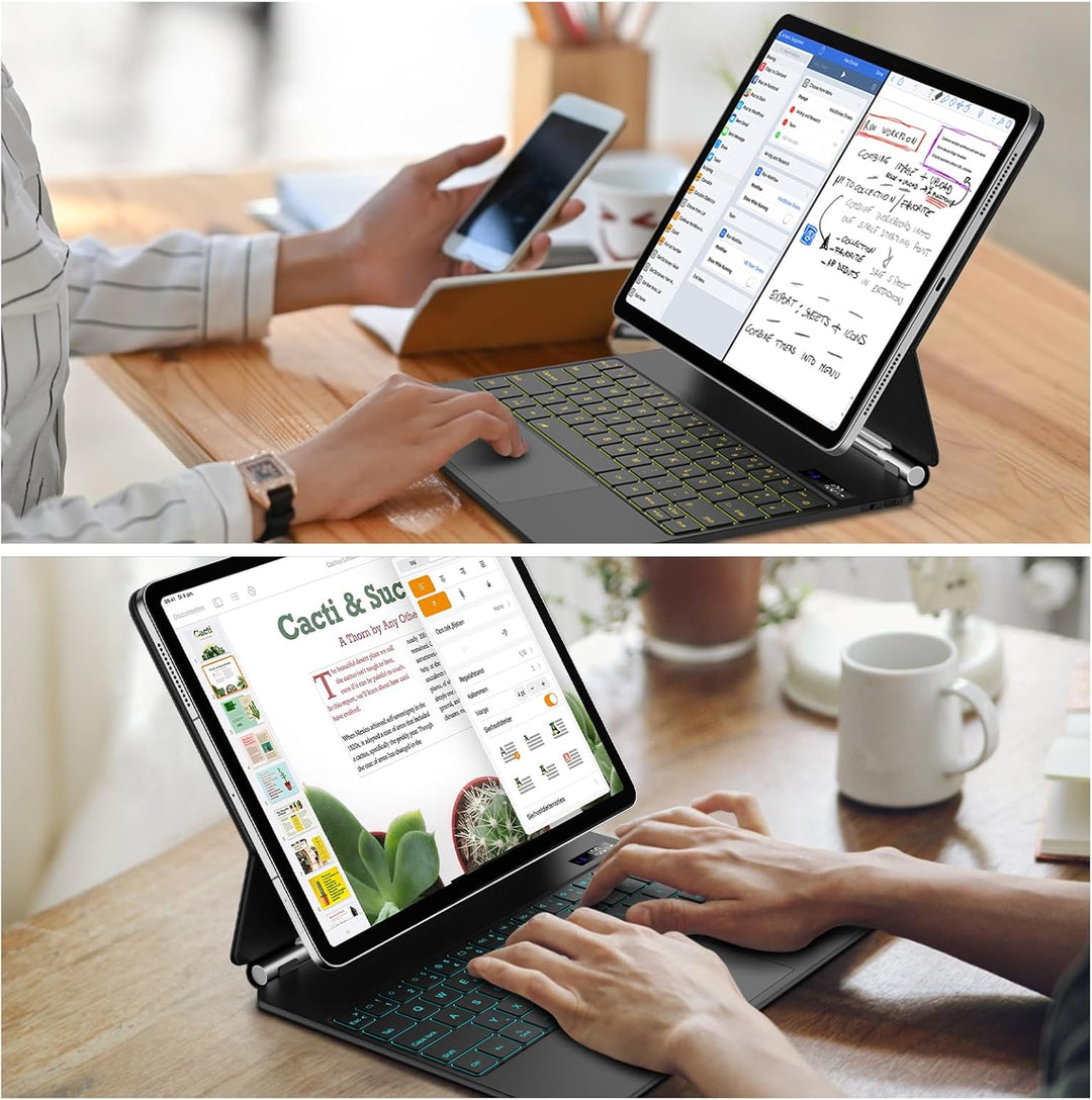 Bettdow für Samsung Galaxy Tab S10+/S9 FE+/S9+ 12.4" Tastatur Hülle, Schwebendes Magnetisches Design