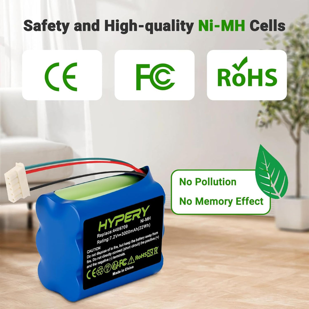 7.2V 3000mAh Ersatz NI-MH Akku für iRobot Braava 380 380T 390T 300 381 2000 Mint 5200 5200B 5200C Ak