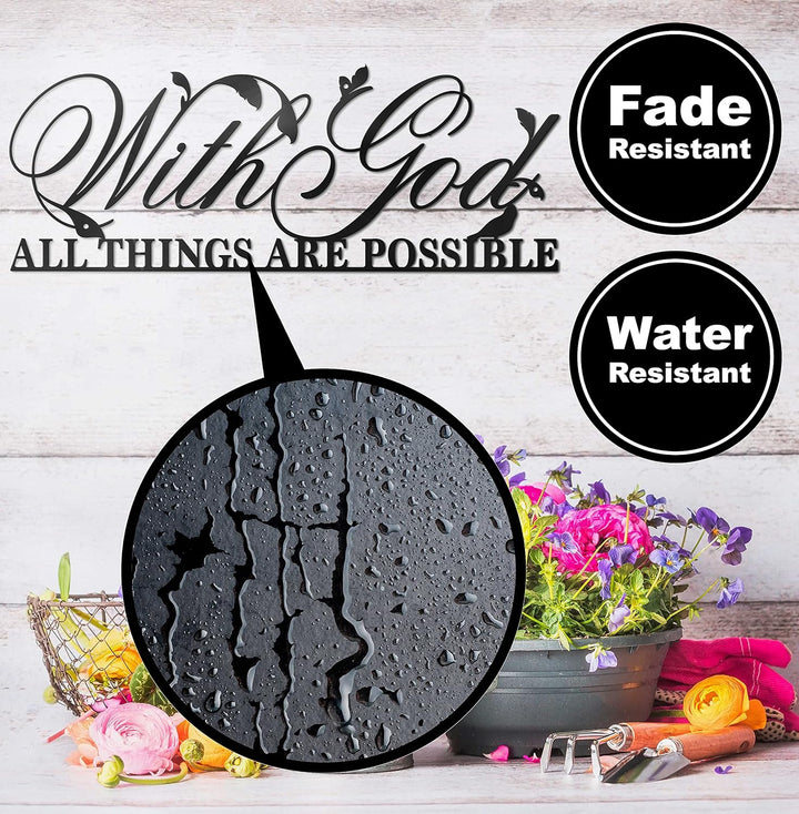 ViveGate Metallschild mit englischer Aufschrift "With God All Things Are Possible", 45.7 x 15.2 cm,