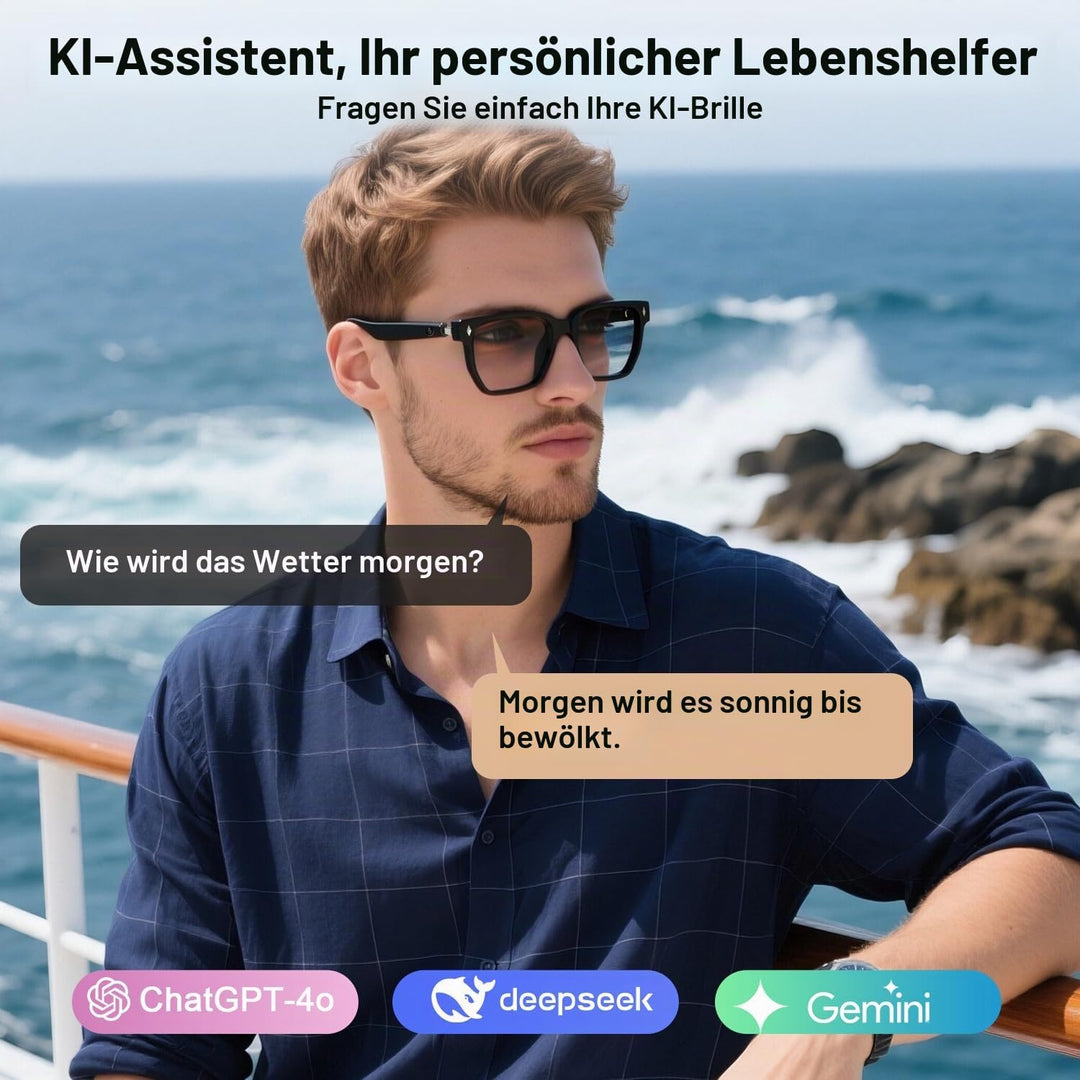 2026 AI Smart Brille Für Reisen, Meetings und Business Schwarz, Schwarz