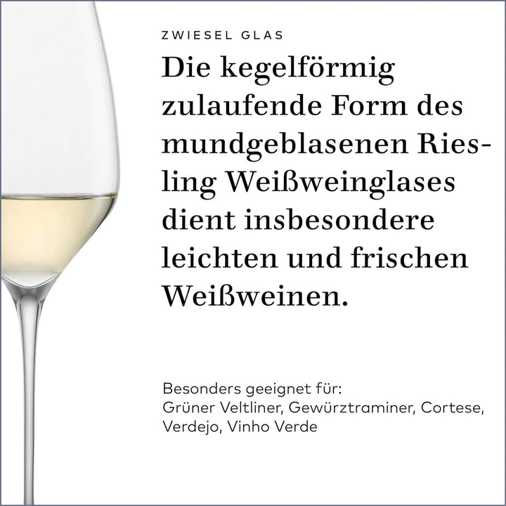 Zwiesel Glas Riesling Weissweinglas Alloro (2-er Set), in Handarbeit mundgeblasene Weingläser, ästhe