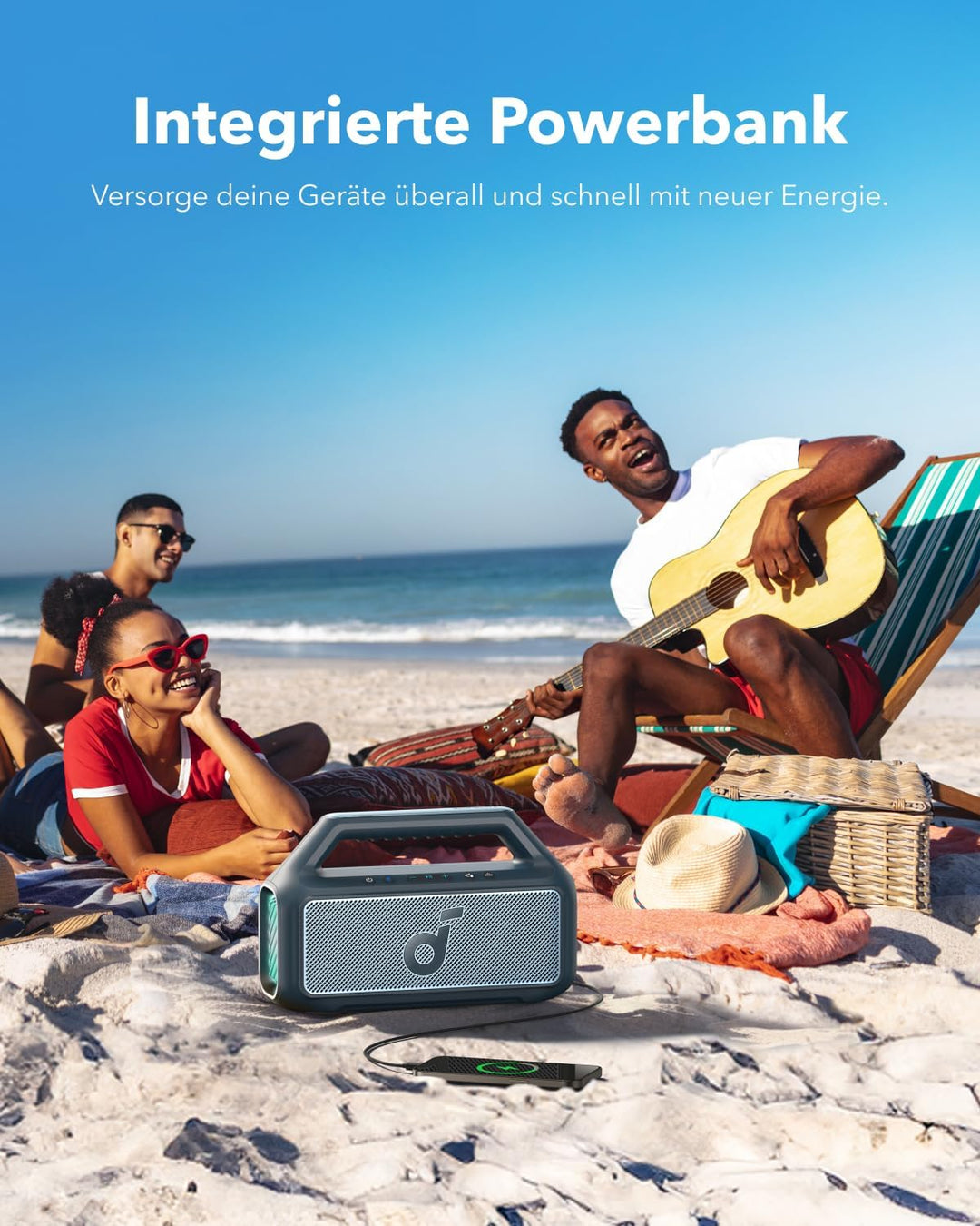 soundcore by Anker, Boom 2 Outdoor-Lautsprecher, 80W, Subwoofer, BassUp 2.0, 24h Akku, IPX7 Wasserdi