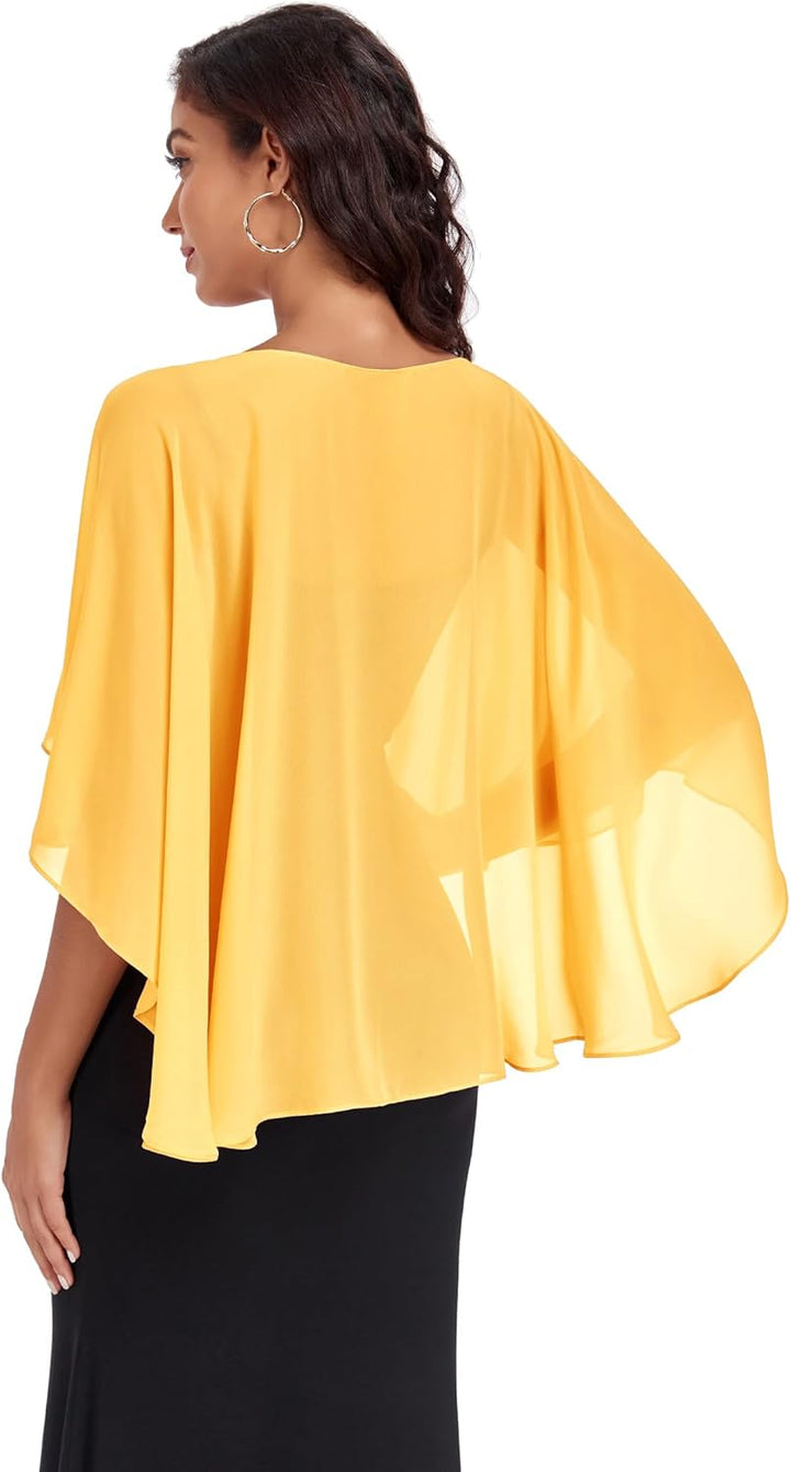 Chiffon Wrap Shawls Capes for Evening Dresses Wedding Bridal Bolero Shawl Wraps for Women Gelb, Gelb