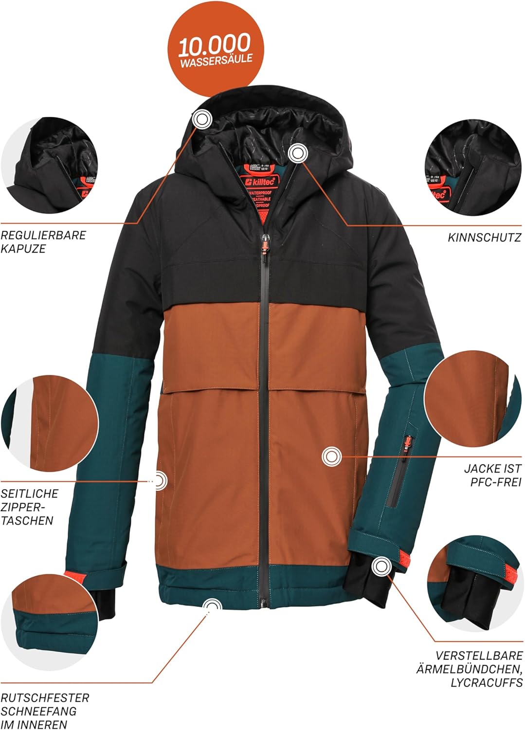 Killtec Jungen Ksw 126 Bys Ski Jckt Skijacke/Funktionsjacke mit Kapuze und Schneefang, wasserdicht 1