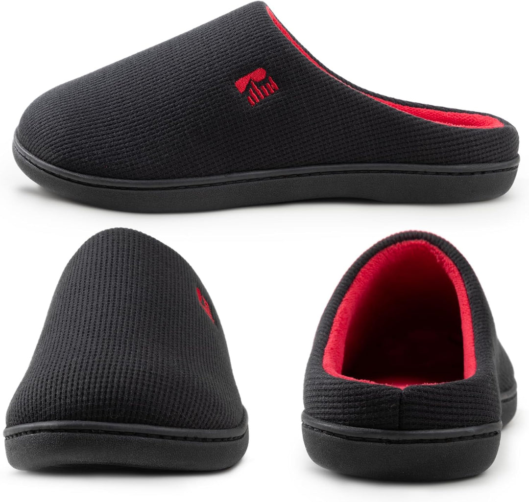 RockDove Herren Original Zweifarbige Hausschuhe mit Rückstellschaum 42/43 EU Schwarz und Rot, 42/43