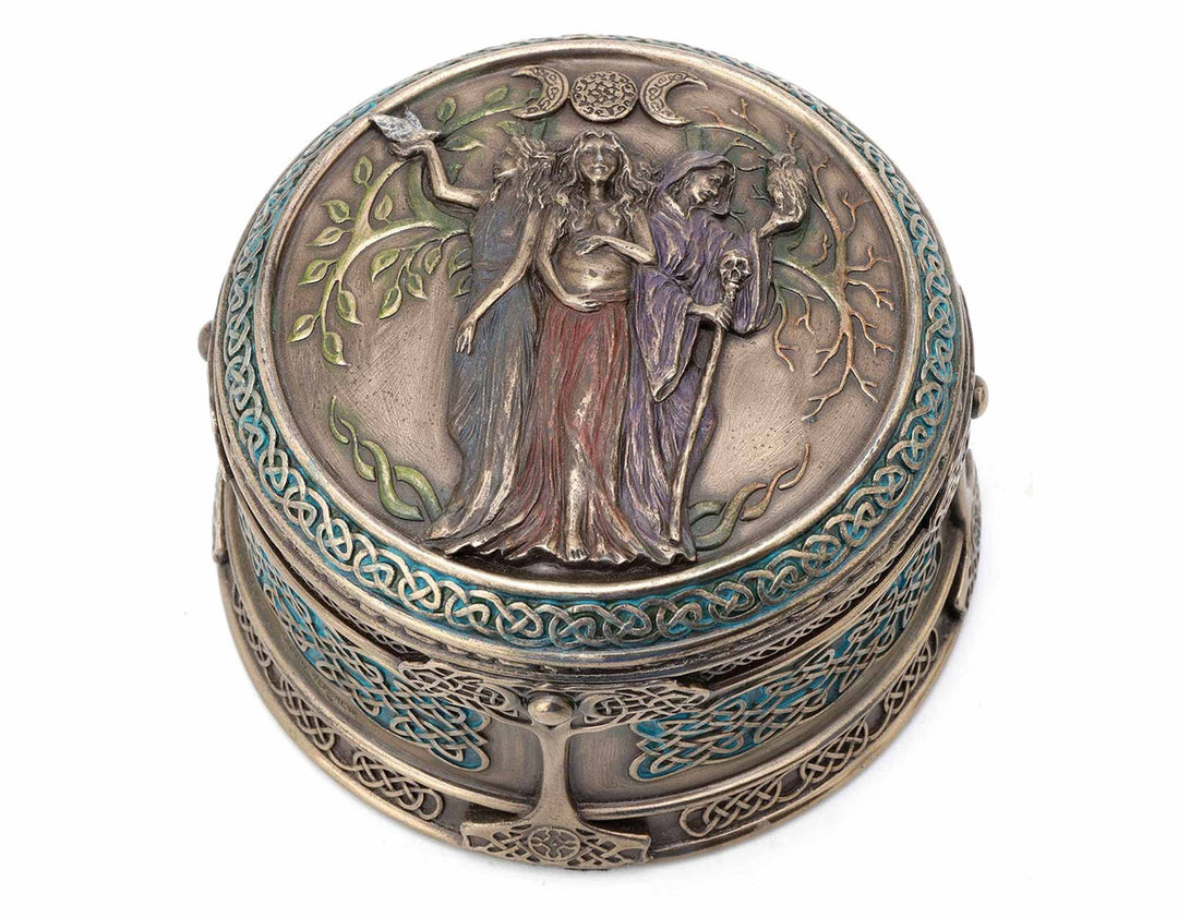 SGRIMALT Keltische Brigit Box, dreifache Göttin des Krieges, der Magie und der Kunst, H 26 cm