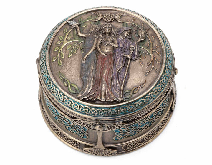 SGRIMALT Keltische Brigit Box, dreifache Göttin des Krieges, der Magie und der Kunst, H 26 cm
