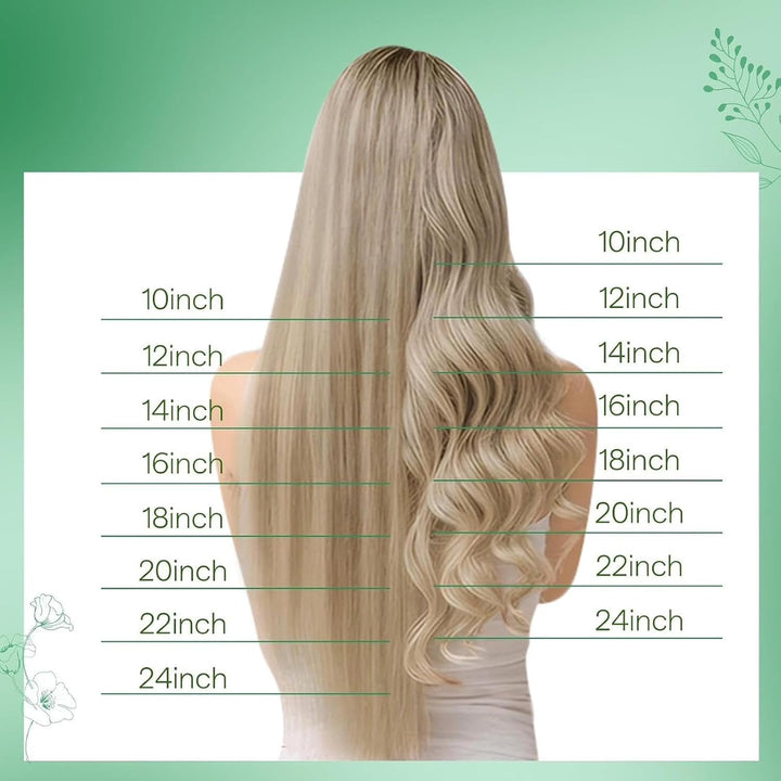 RUNATURE Echthaar Extensions Clip in Aschbraun mit Platinblond Extensions Clip in Gunstig Echthaar S