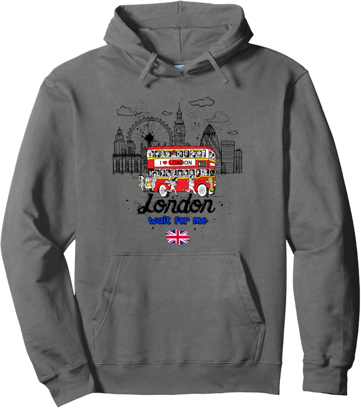 I Love London, Cool London UK Skyline Illustration Graphic Pullover Hoodie