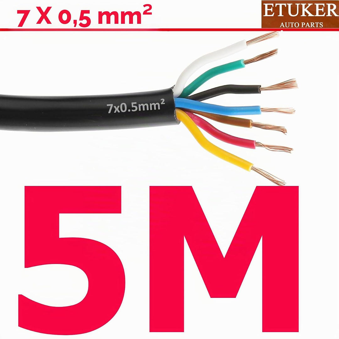 20AWG 7×0.5mm² Elektrischer Draht Kabel 7 adrig 5M Kupferkabel Fahrzeugkabel 7 polig Verlängerungska
