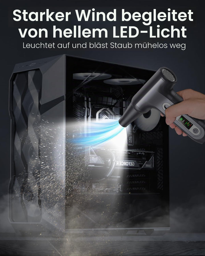 Elektrische Staubgebläse 200000 RPM mit HD‑Display - Air Duster Mini‑Gebläse für PC‑Reinigung mit LE