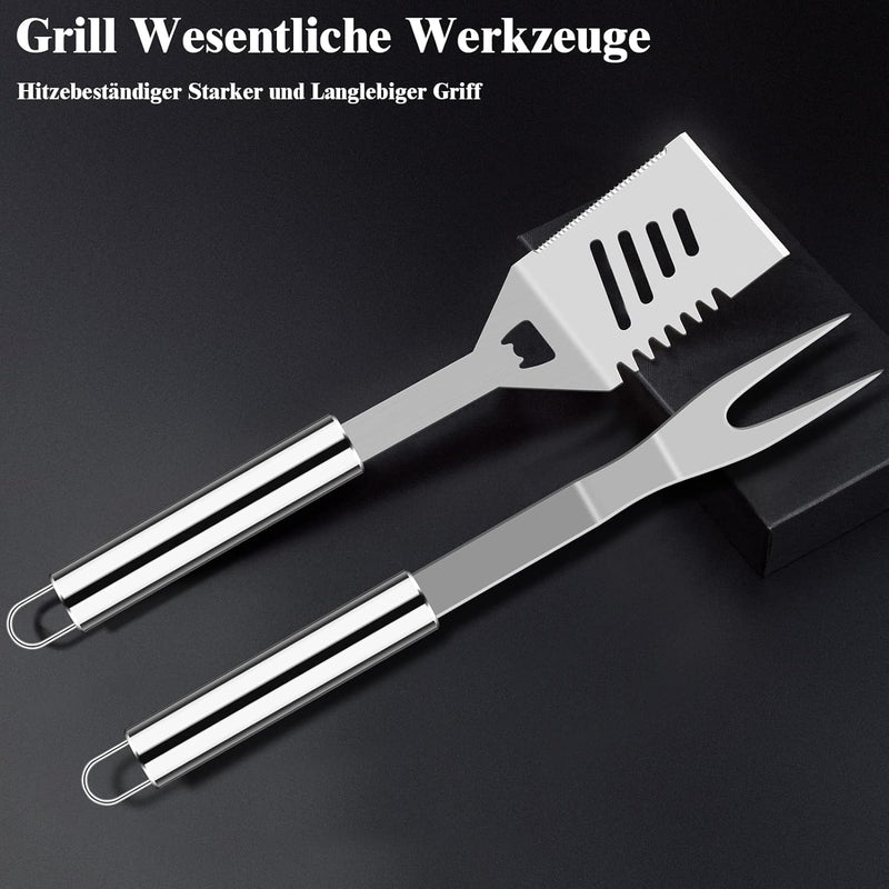 Grilliance 38 Stücke BBQ Grillbesteck Set Edelstahl Grillzubehör für Männer Geschenk Geburtstag Hoch